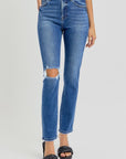 RISEN Full Size High Rise Ankle Skinny Knee Distressed Jeans