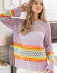 BiBi Rainbow Stripe Hollow Out Cover Up