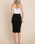 BOMBOM Elastic Waist Pencil Skirt