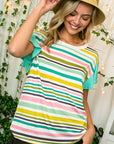 e Luna Multi Stripe Mixed Top