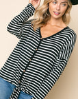 e Luna Striped Button Down Top