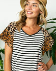 Striped Animal Flare V-Neck - Online Only