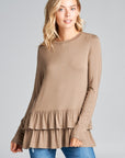 e Luna Ruffle Bottom Long Sleeve Tunic