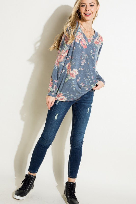 e Luna Floral Loose Fit Boxy Top