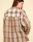 VERY J Contrast Plaid Raw Detail Shirt