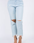 American Bazi High Waist Distressed Raw Hem Jeans