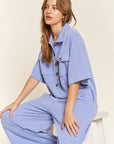 PLUS Jade by Jane Basic Collar Shirt Wide leg Jumpsuit