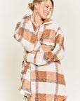 Jade By Jane Fuzzy Plaid Teddy Jacket Plus Size