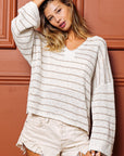 BiBi Stripe V-Neck Knit Top