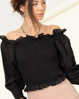 HYFVE Sunny Day Smocked Off-the-Shoulder Top