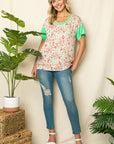 e Luna Dizzy Floral Solid Mix Boxy Top