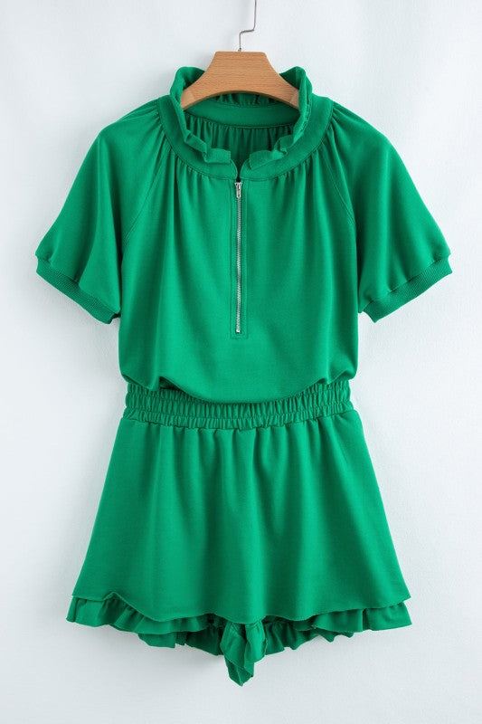 Laylani Puff Sleeve Top and Ruffled Shorts Set