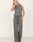 Plus Solid Draw String Pocket Jumpsuit