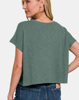 Zenana Round Neck Short Sleeve Crop T-Shirt