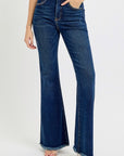 RISEN Tummy Control Frayed Hem Flare Jeans