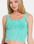 Zenana Washed Ribbed Scoop Neck Wide Strap Tank