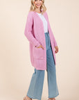 Mittoshop Open Front Long Sleeve Longline Cardigan