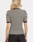 Mittoshop Striped Round Neck Puff Sleeve T-Shirt