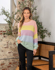 Sew In Love Full Size Color Block Round Neck Dropped Shoulder Sweater