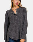 Zenana Full Size Brushed Melange Hacci High-Low Sweater