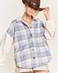 Jade By Jane Multi Plaid Fuzzy Sleeve Jacket