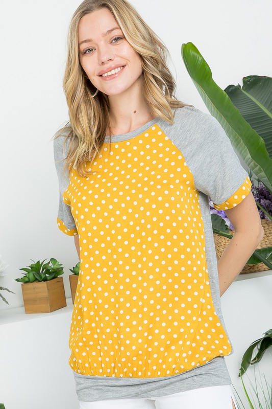 Polka Dot Mixed Casual Top - Online Only