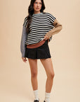 Annie Wear Striped Color Block Round Neck Sweater