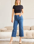 RFM Crop Chloe Full Size Tummy Control High Waist Raw Hem Jeans