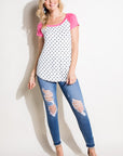 e Luna PLUS Polka Dot Mix Baseball Top