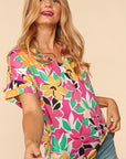 Haptics PLUS Floral Loose Fit Short Sleeve Top