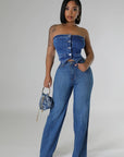 GJG Denim Wide Leg Jean in Medium Wash