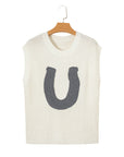 Western Horseshoe Crochet Short Sleeve Sweater