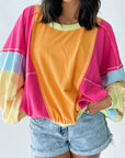 Plus Size Colorblock Patchwork Exposed Sweatshirt