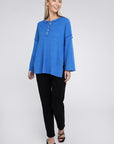 Zenana Ribbed Brushed Melange Hacci Henley Sweater