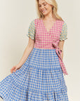 COLORBLOCK GINGHAM DRESS