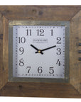 Wood Square Clock on Rustic Metal Stand 17.5"H
