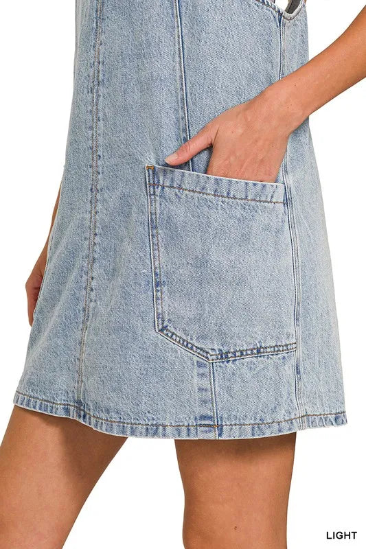 Zenana Denim Overall Mini Dress