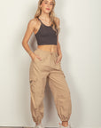 VERY J Elastic Waist Woven Cargo Pants