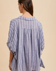 Annie Wear Striped Button Up Half Sleeve Shirt