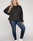 Zenana Plus Ribbed Brushed Melange Hacci Sweater