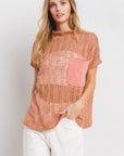 Ces Femme See Through Crochet Mock Neck Cover Up