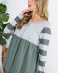 e Luna PLUS Striped Solid Mix Babydoll Top