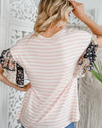 e Luna Striped Woven Floral Ruffle Top