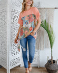 e Luna Solid Floral Mixed Boxy Top