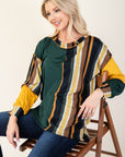 Celeste Full Size Striped Color Block Exposed Seam T-Shirt