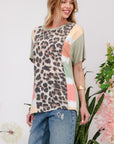 Celeste Full Size Leopard Color Block T-Shirt