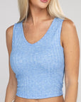 Zenana Ribbed Scoop Neck Cropped Sleeveless Top