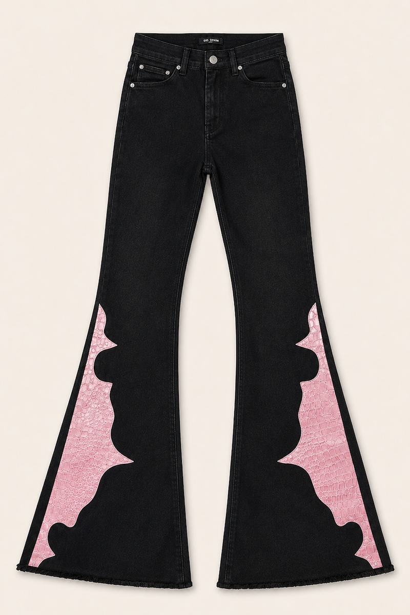 GJG Denim Rockstar Rouge Flare Jeans — Pink Crocodile