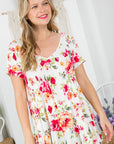 e Luna Allover Floral Print Babydoll Top