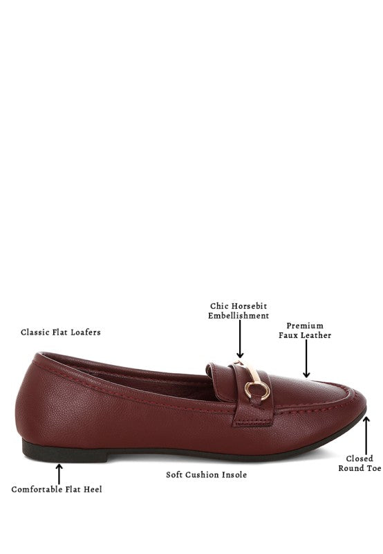 Oliot Horsebit Detail Flat Loafers